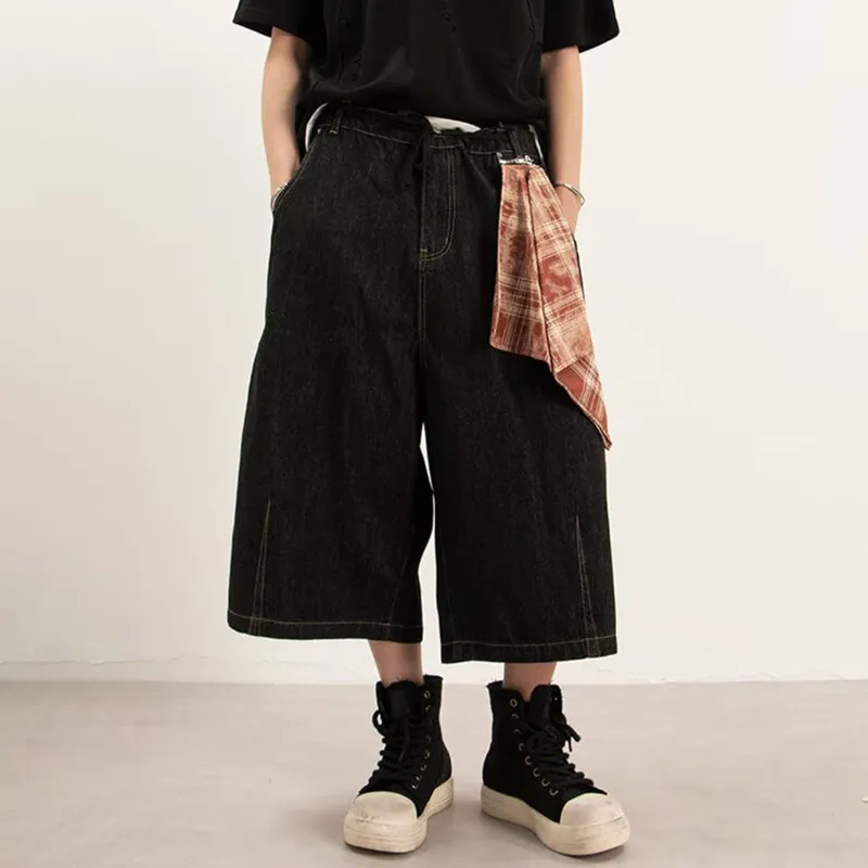 REXSHION Denim Shorts Unisex Black-6