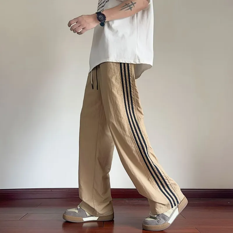 REXSHION Casual Pants Unisex Khaki-5