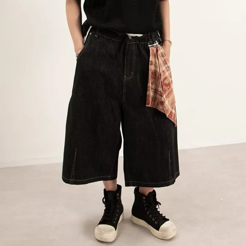 REXSHION Denim Shorts Unisex Black-3