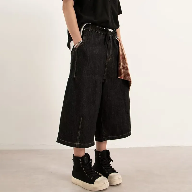 REXSHION Denim Shorts Unisex Black-4