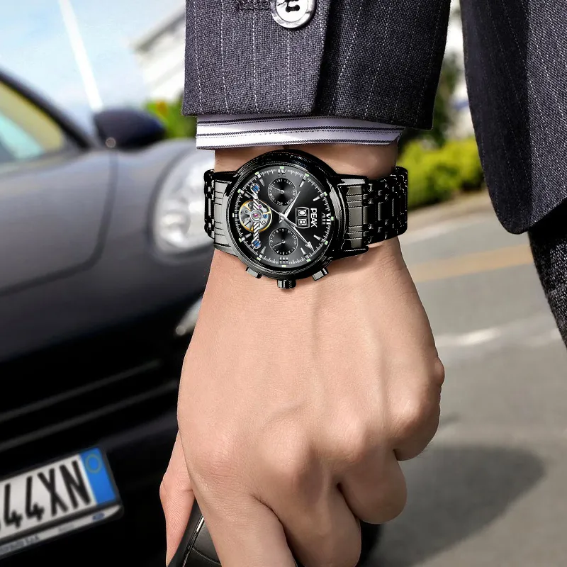 PEAK Adventure Collection Automatic Mechanical Movement Stainless Steel Watchband Watch Men's Watches Black Dial-7