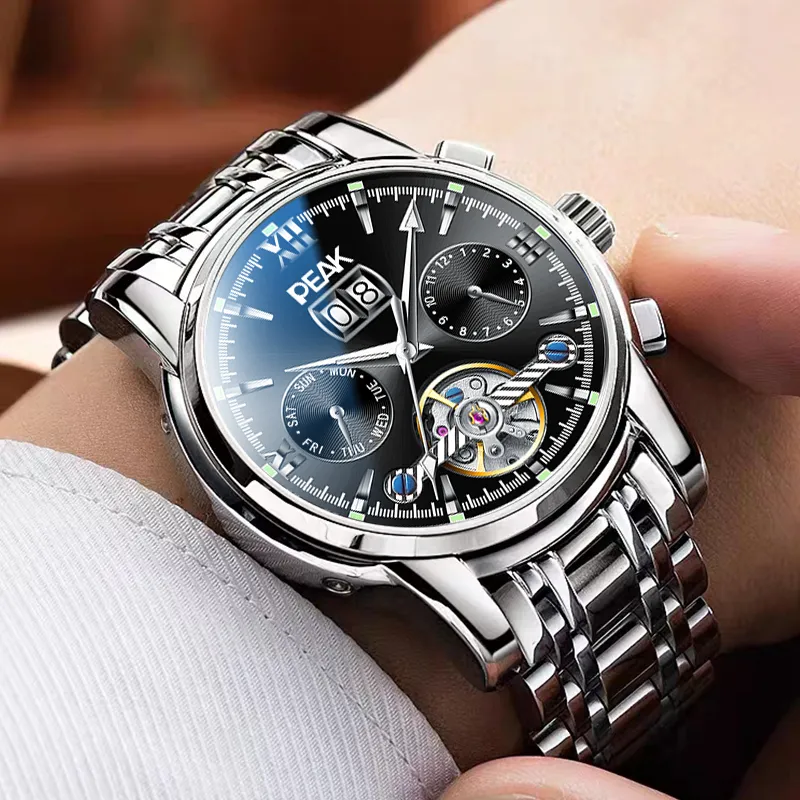 PEAK Adventure Collection Automatic Mechanical Movement Stainless Steel Watchband Watch Men's Watches Black Dial-4