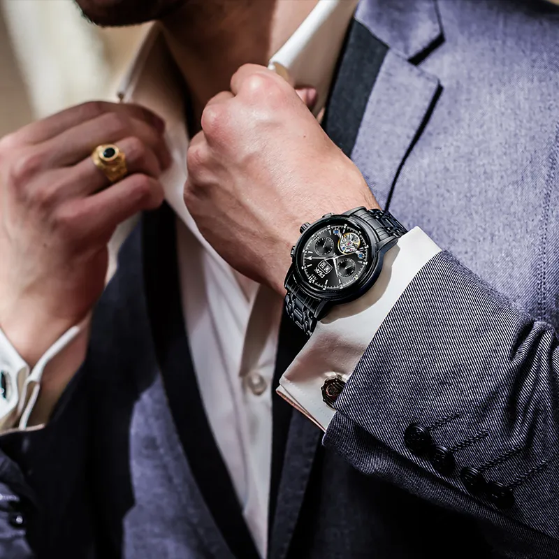 PEAK Adventure Collection Automatic Mechanical Movement Stainless Steel Watchband Watch Men's Watches Black Dial-6