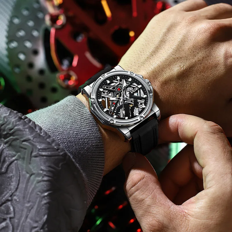 PEAK Pilot Series Mechanical Movement Leather Watch Bands Watch Men's Watches Black Dial-3