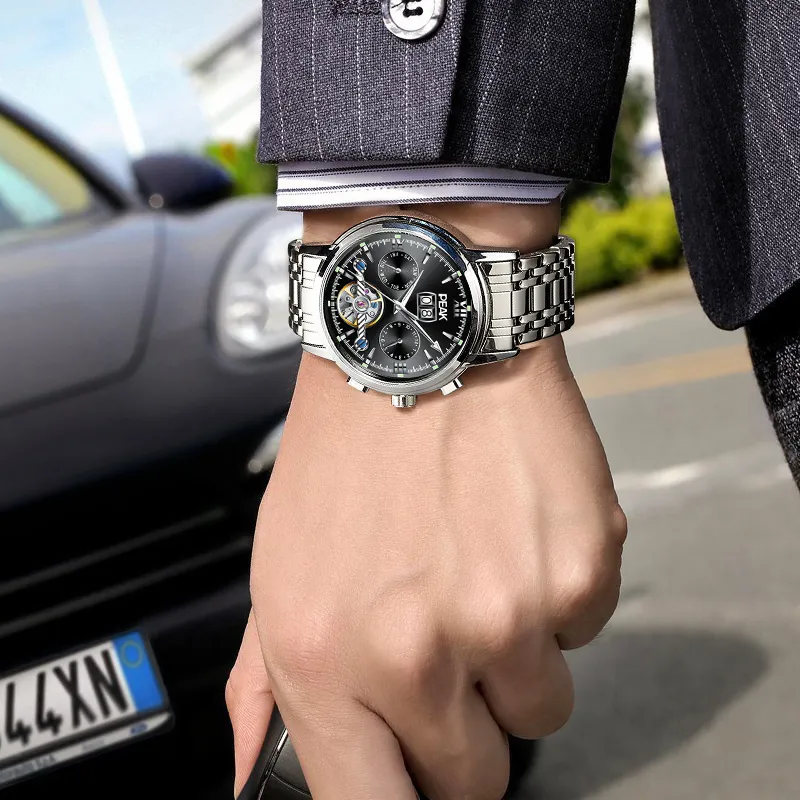 PEAK Adventure Collection Automatic Mechanical Movement Stainless Steel Watchband Watch Men's Watches Black Dial-2