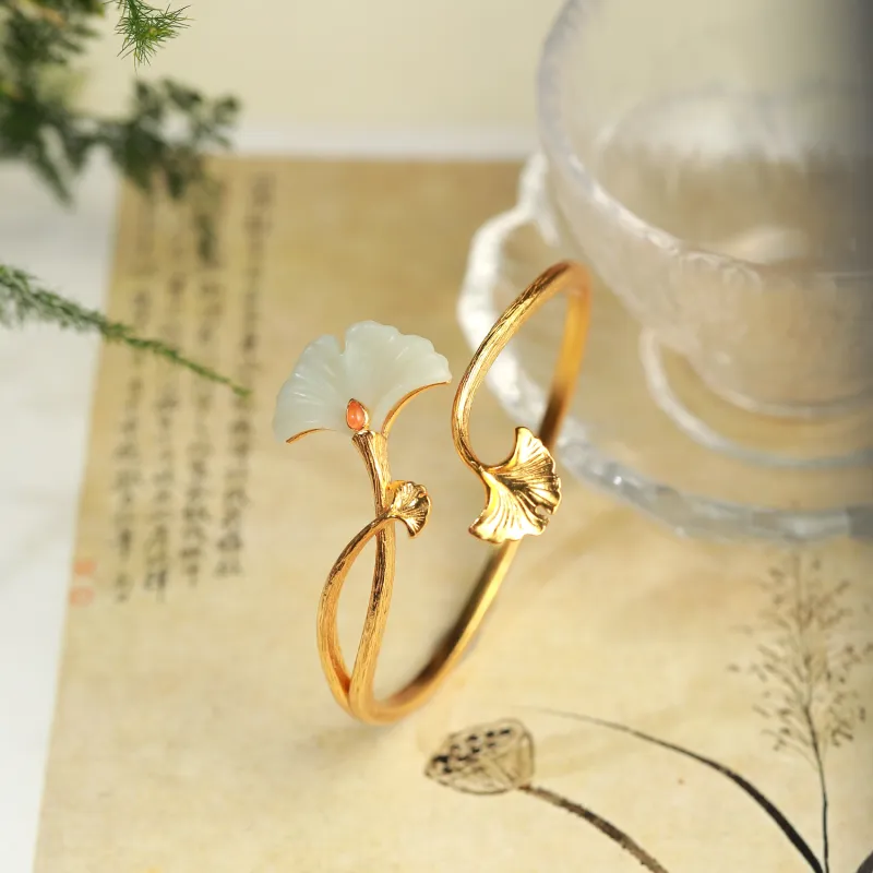 Artisan Lock Heart Jade Hetian Jade 925 Sterling Silver Hetian Jade Bangles Women's Jasper-15