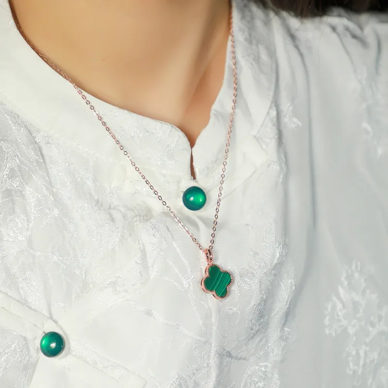 Artisan Lock Heart Jade Malachite Necklaces Women's Malachite-1