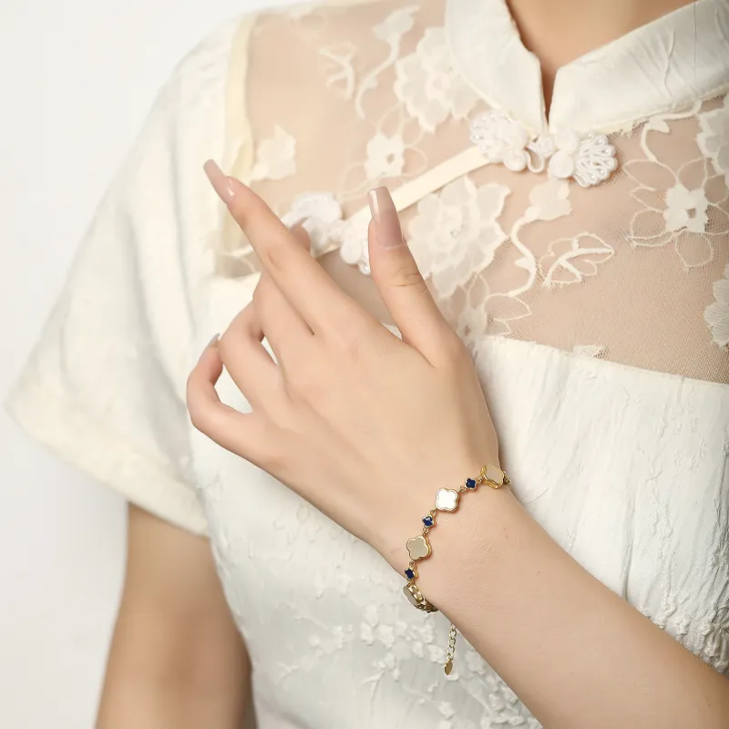Artisan Lock Heart Jade S925 Silver Hetian Jade Bracelets Women's Pale Greenish White Jade-2