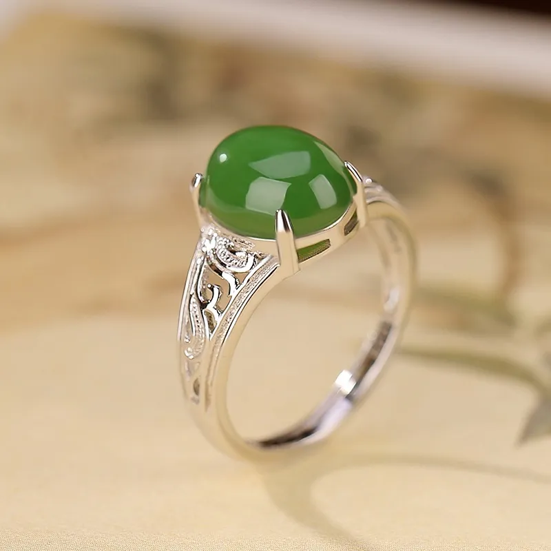 Artisan lock heart jade Hetian Jade Rings Unisex-3