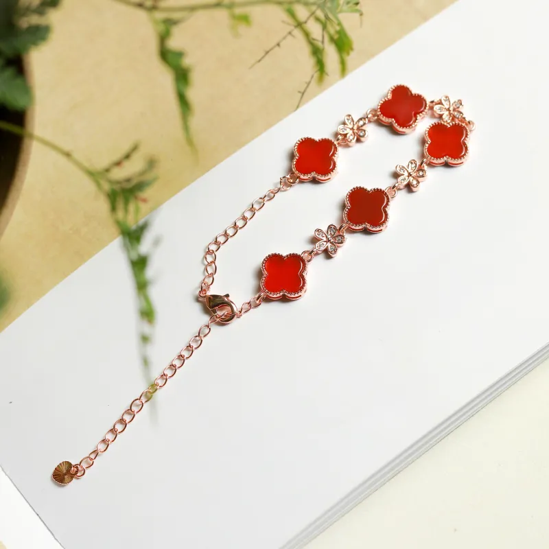 Artisan Lock Heart Jade Red Agate Jade Bracelets Women's Agate-3