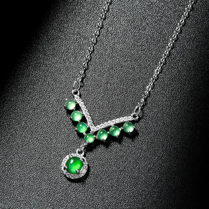 Artisan Lock Heart Jade Ice Glutinous Necklaces Women's-3