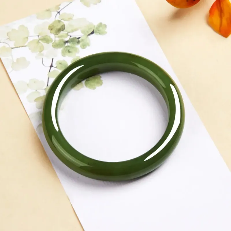 Artisan Lock Heart Jade Bangles Green Jade Unisex-5