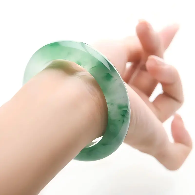 Artisan Lock Heart Jade African Emerald Bangles Women's-2