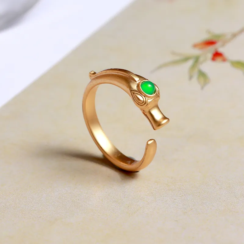 Artisan Lock Heart Jade Chalcedony Rings Unisex-4