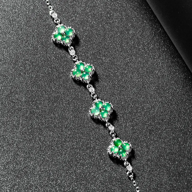 Artisan Lock Heart Jade Ice Type Bracelets Women's-3