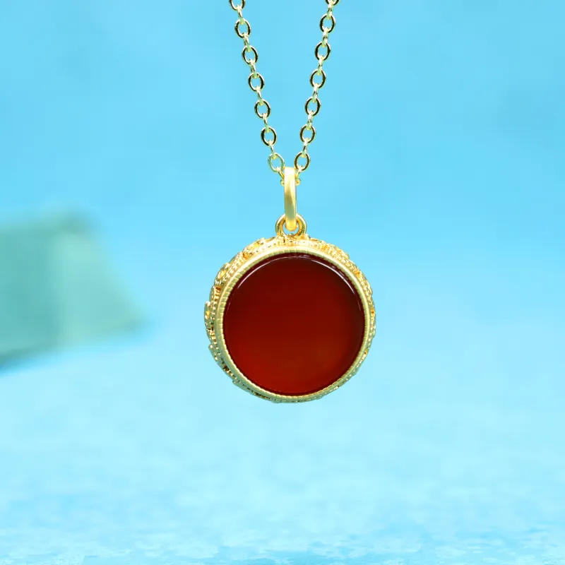 Artisan Lock Heart Jade Agate Jade Necklaces Women's Agate-2