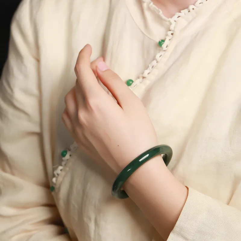 Artisan Lock Heart Jade Hetian Jade Jasper Hetian Jade Bangles Women's Jasper-2