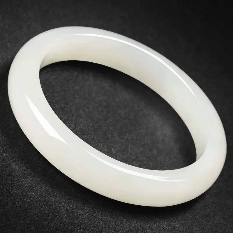 Artisan Lock Heart Jade Bangles Pale Greenish White Jade Unisex-5