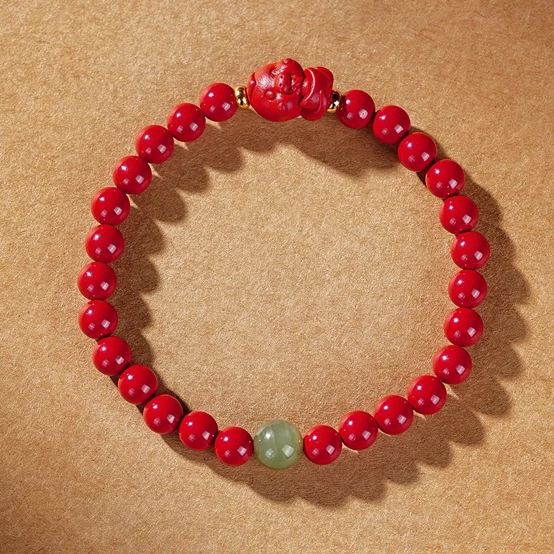 Artisan Lock Heart Jade Cinnabar Bracelets Unisex-1