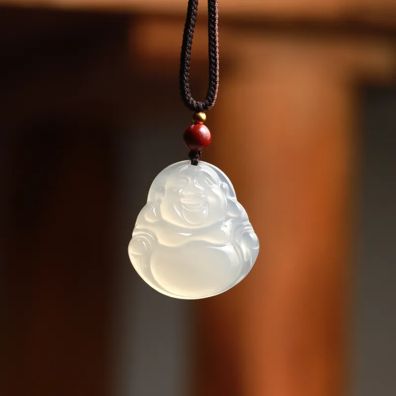 Artisan Lock Heart Jade Chalcedony Jade Necklaces Unisex Chalcedony-2