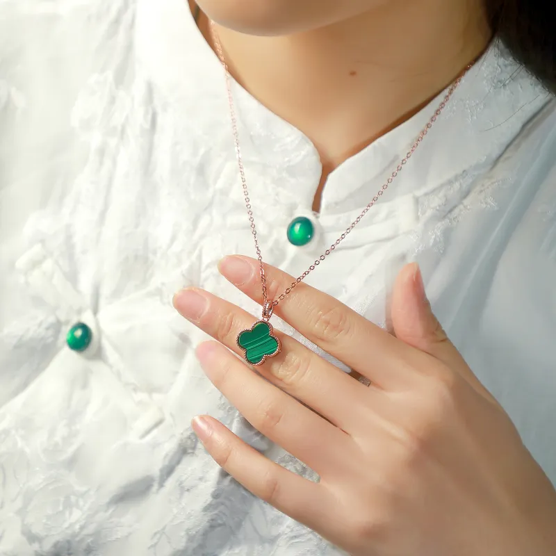 Artisan Lock Heart Jade Malachite Necklaces Women's Malachite-4