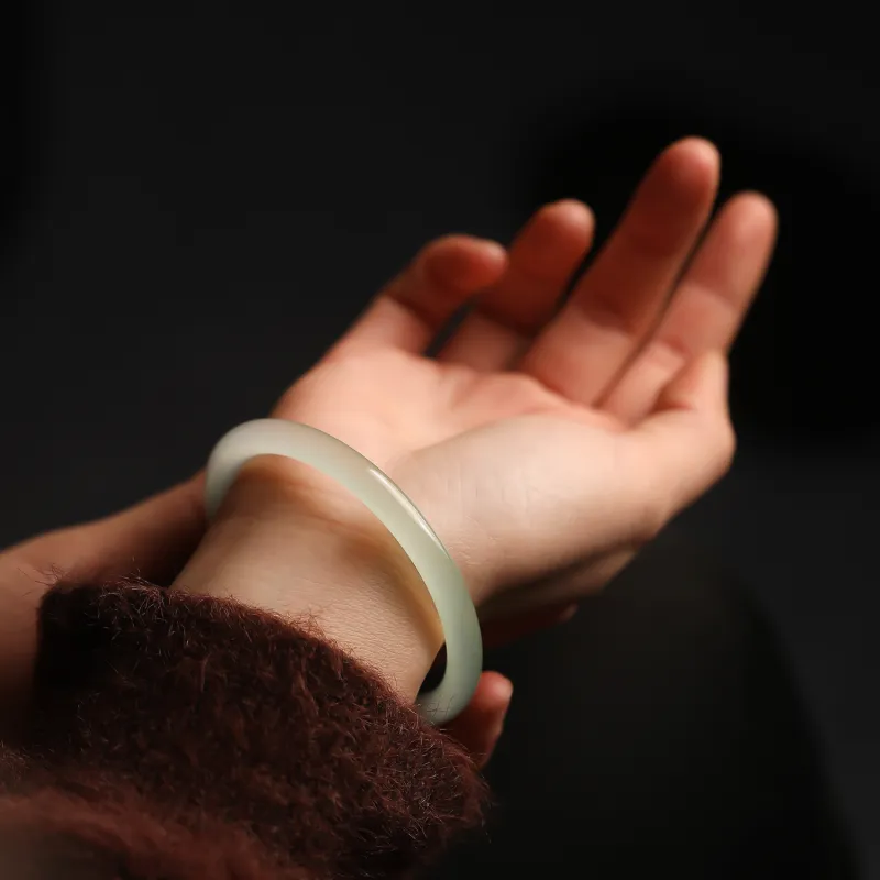 Artisan Lock Heart Jade Chalcedony Jade Bangles Women's-1