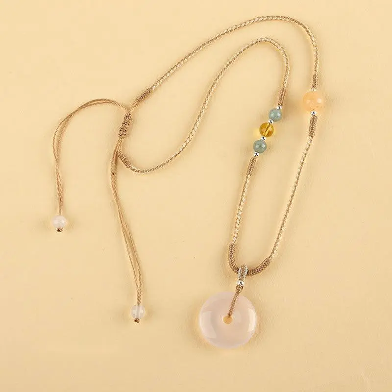 Artisan Lock Heart Jade Chalcedony Necklaces Unisex-1