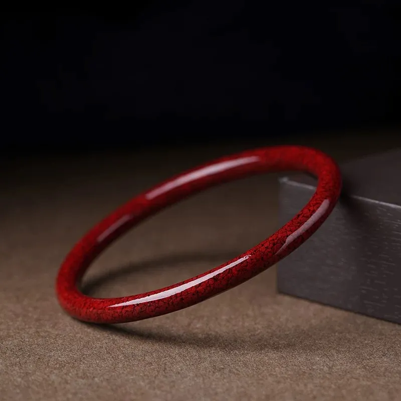 Artisan Lock Heart Jade Reconstructed Cinnabar Bangles Women's-3