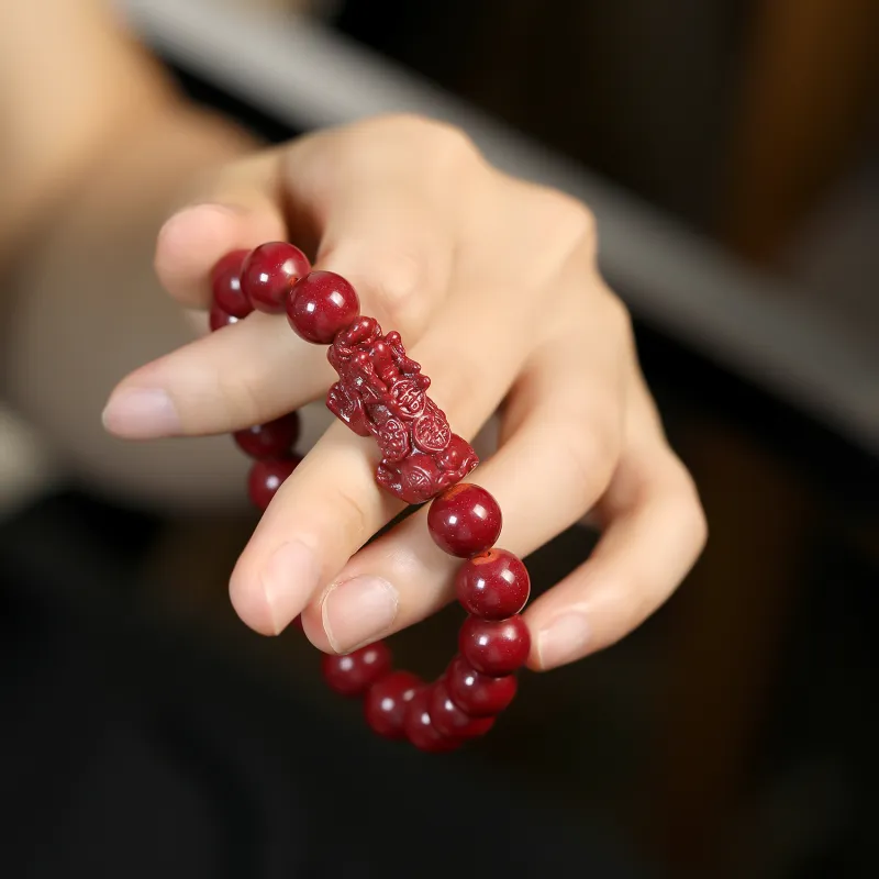 Artisan Lock Heart Jade Reconstructed Cinnabar Jade Bracelets Unisex-1