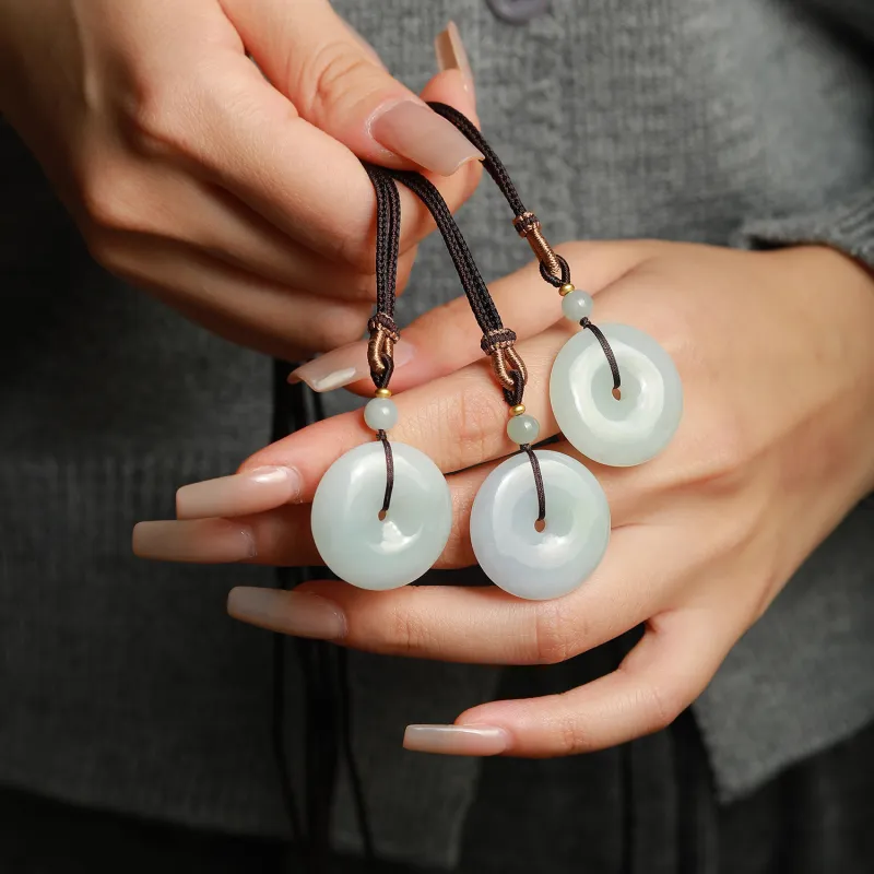 Artisan Lock Heart Jade Bean Type Jadeite Necklaces Unisex-3
