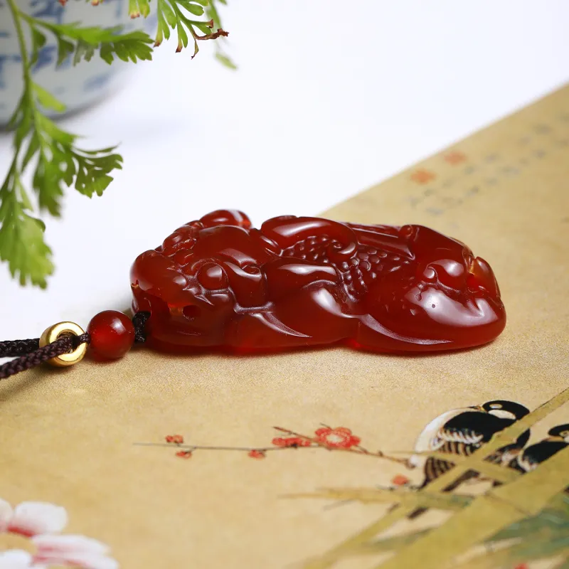 Artisan Lock Heart Jade Agate Necklaces Unisex-4