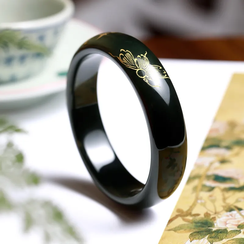Artisan Lock Heart Jade Bangles Green Jade Women's-5