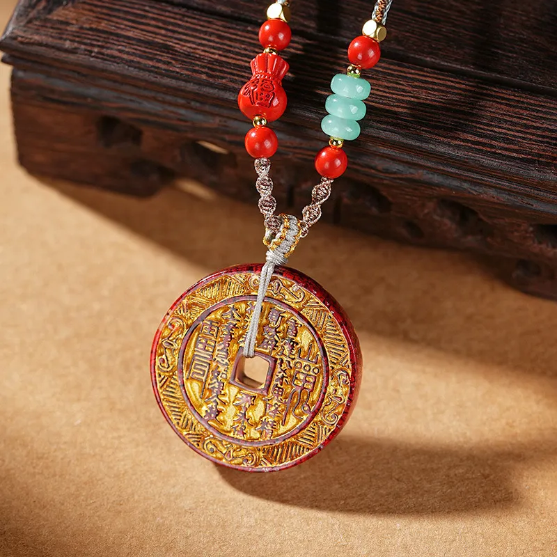 Artisan Lock Heart Jade Cinnabar Necklaces Unisex-1