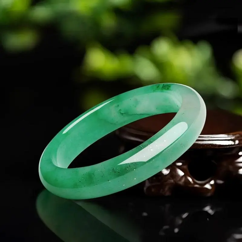 Artisan Lock Heart Jade Natural African Emerald Bangles Unisex-2