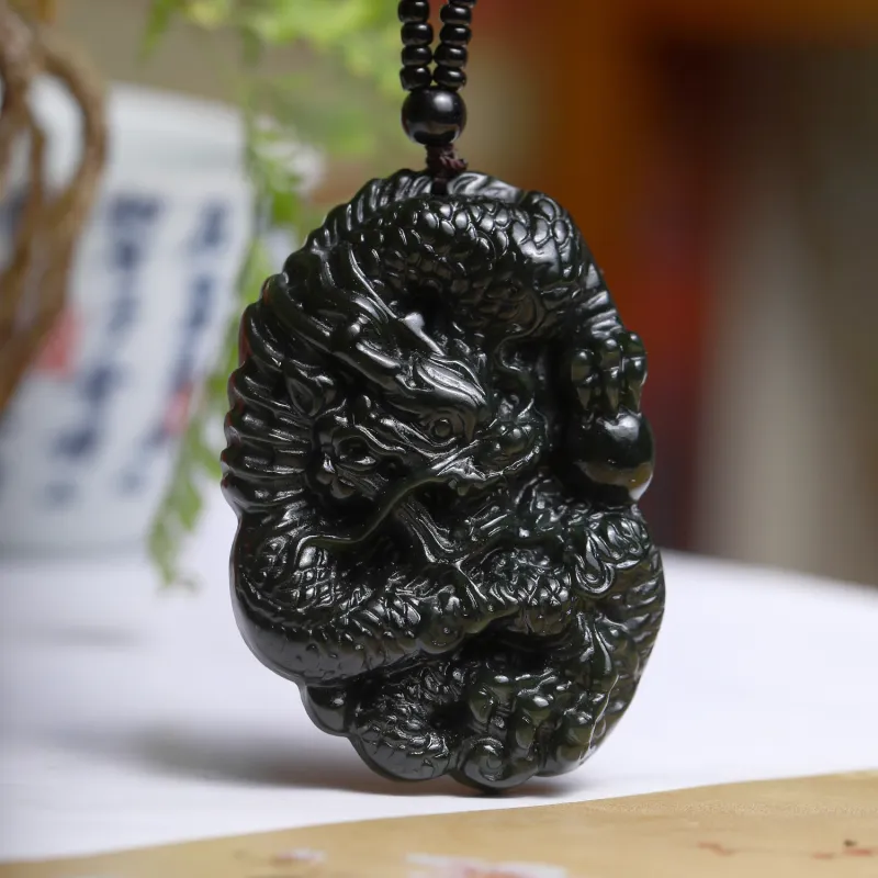 Artisan Lock Heart Jade Hetian Jade Necklaces Green Jade Unisex-5