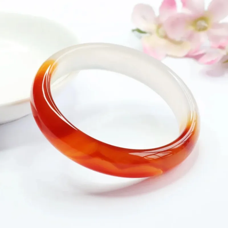 Artisan Lock Heart Jade Natural Chalcedony Bangles Unisex-5