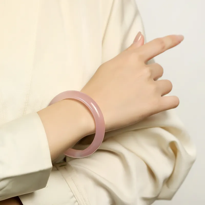 Artisan Lock Heart Jade Chalcedony Jade Bangles Women's Chalcedony-2