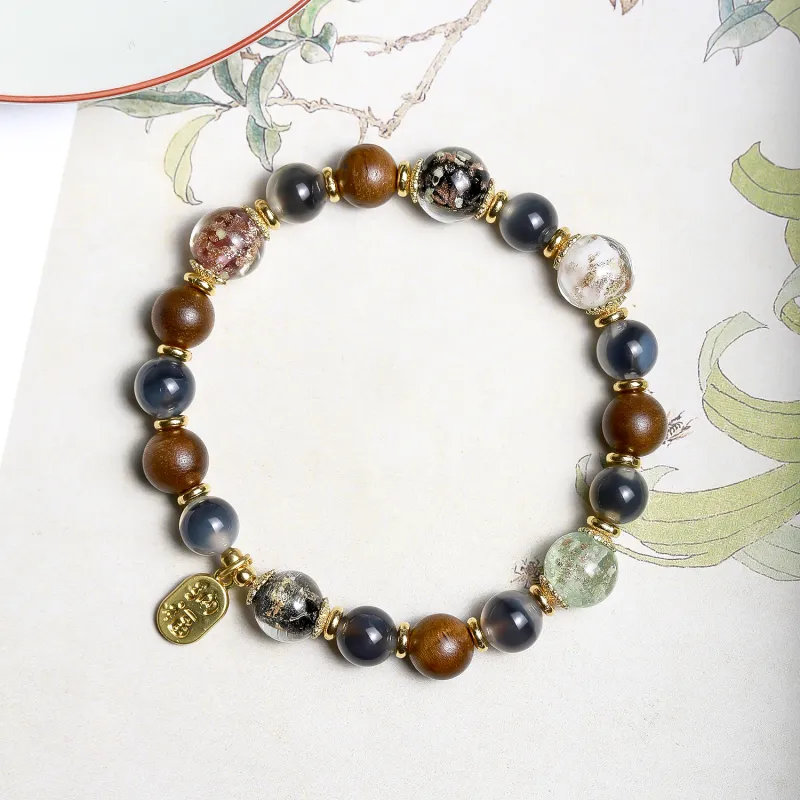 Artisan Lock Heart Jade Agate Bracelets Unisex-3