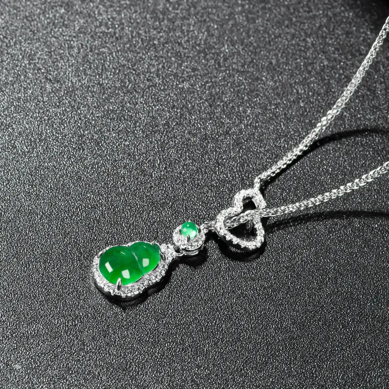 Artisan Lock Heart Jade Glutinous Jade Necklaces Women's-1