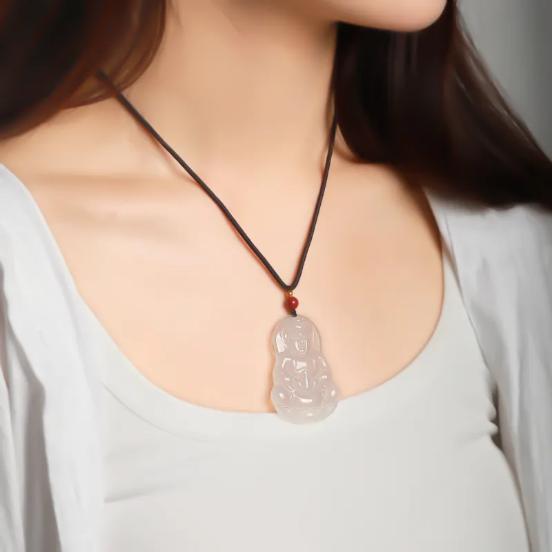 Artisan Lock Heart Jade Chalcedony Jade Necklaces Women's Reconstructed Cinnabar-3