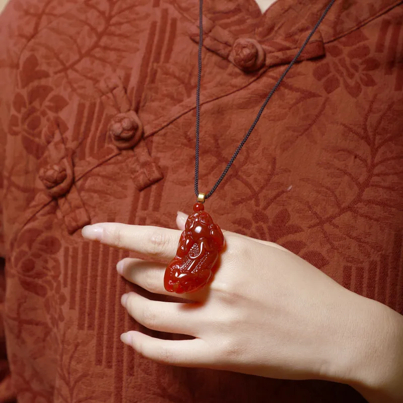 Artisan Lock Heart Jade Agate Necklaces Unisex-2