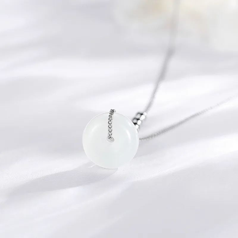 Artisan Lock Heart Jade Chalcedony Jade Necklaces Unisex-2