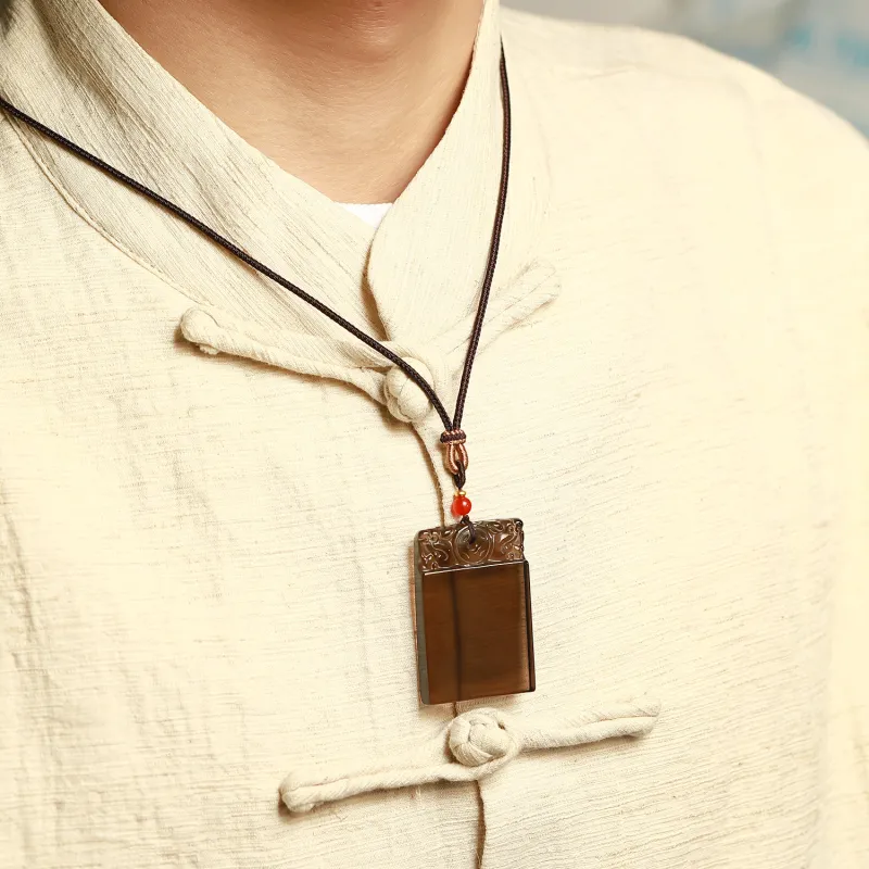 Artisan Lock Heart Jade Obsidian Necklaces Unisex Obsidian-1