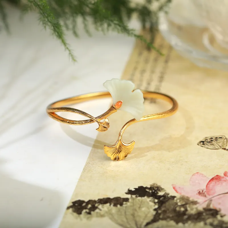 Artisan Lock Heart Jade Hetian Jade 925 Sterling Silver Hetian Jade Bangles Women's Jasper-17