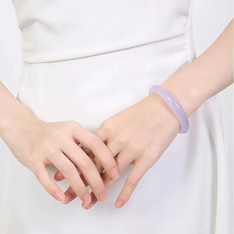 Artisan Lock Heart Jade Chalcedony Bangles Women's-2