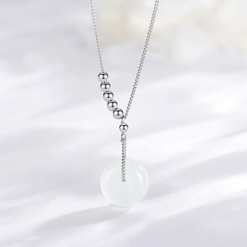 Artisan Lock Heart Jade Chalcedony Jade Necklaces Unisex-3