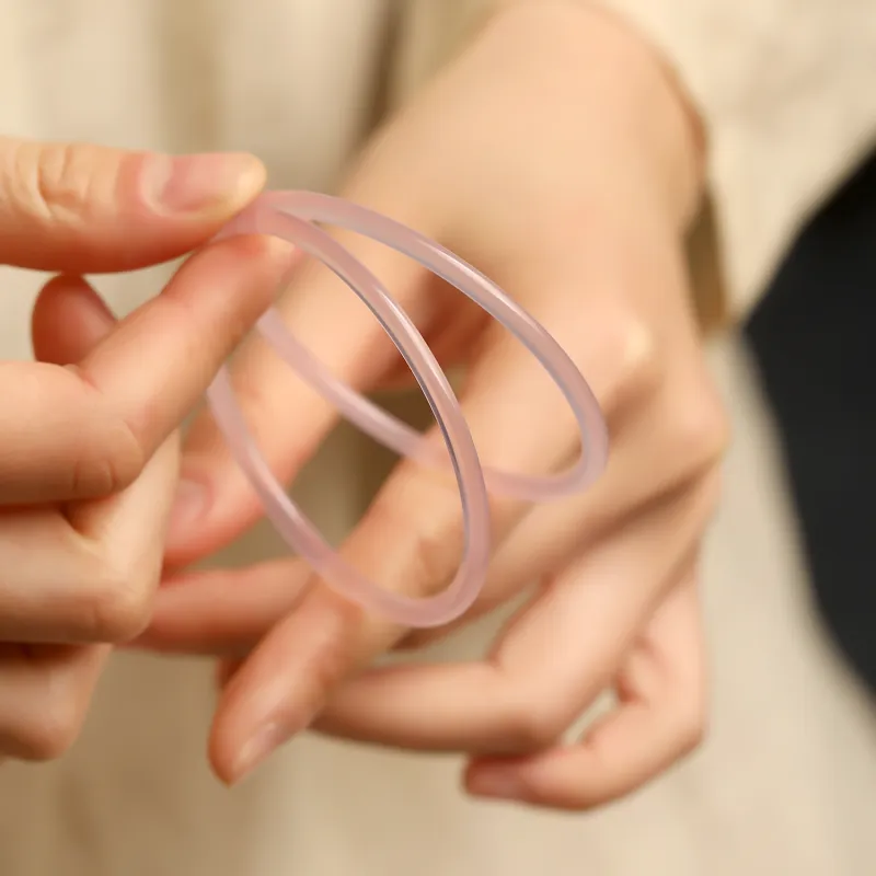 Artisan Lock Heart Jade Chalcedony Bangles Women's-4
