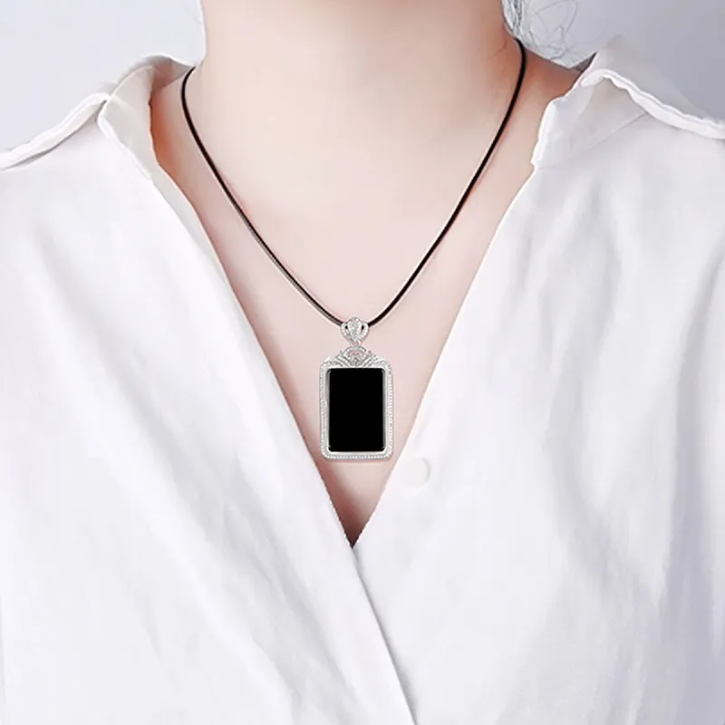 Artisan Lock Heart Jade Ice Glutinous Jadeite Necklaces Women's-2