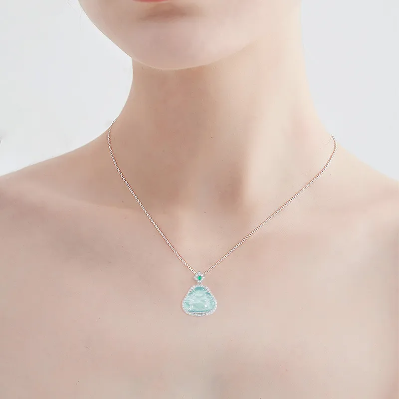Artisan Lock Heart Jade High Ice Jade Jadeite Necklaces Women's-1