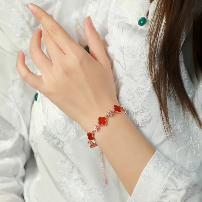 Artisan Lock Heart Jade Red Agate Jade Bracelets Women's Agate-1